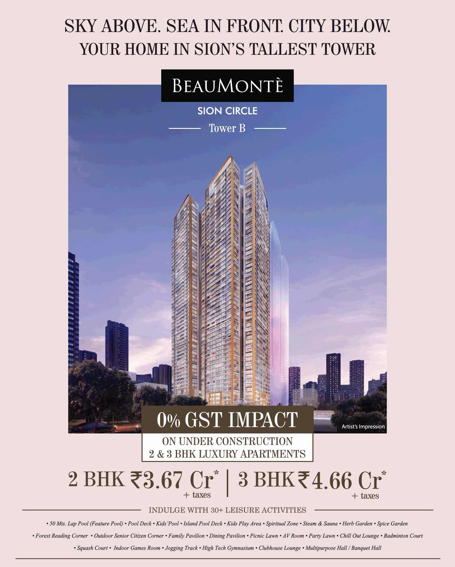 Introducing 0% GST impact on under construction apartments at Sheth Beaumonte in Mumbai Update
